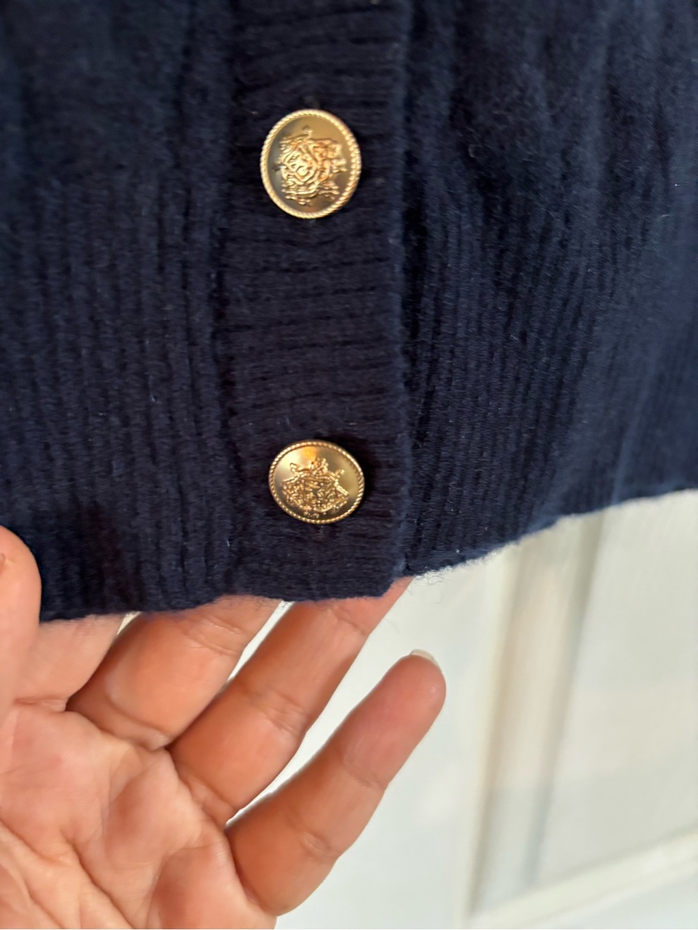J. Crew Navy Cable-Knit Cashmere Button Vest with Gold-Tone Buttons - Picture 6 of 12